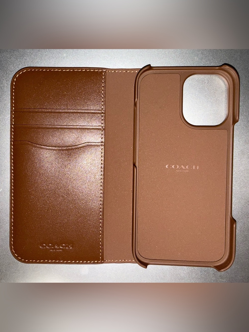 Coach Brown Folio Phone Case with Card Slots